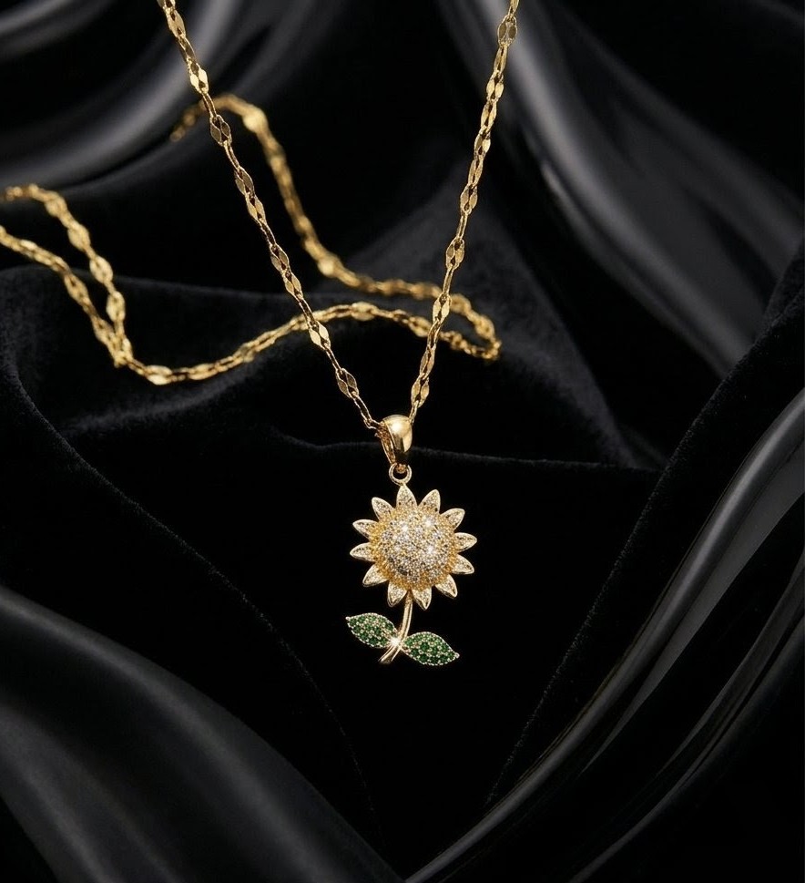 Zircon sunflower necklace