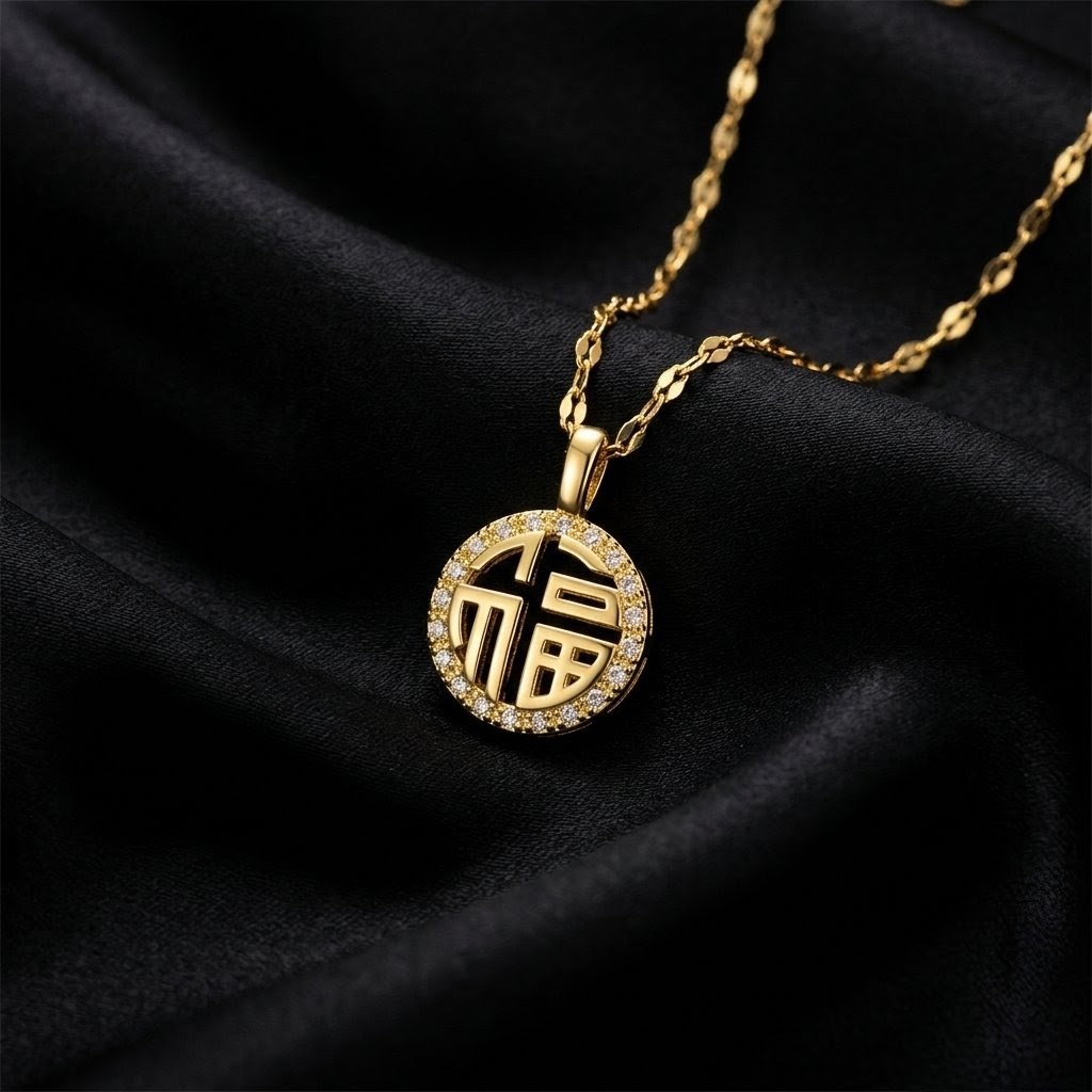 Hollow lucky word necklace