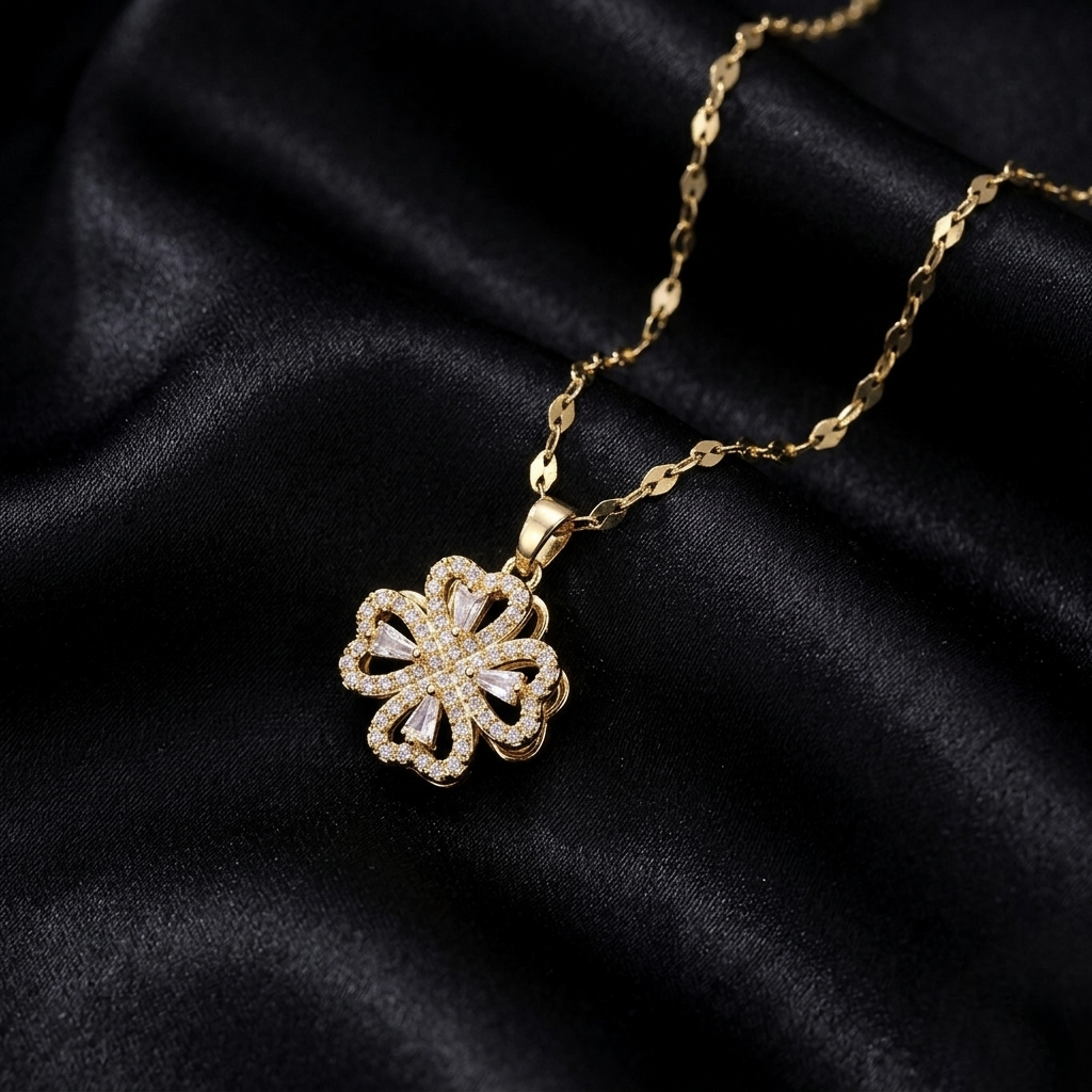 Premium rotable love four leaf necklace